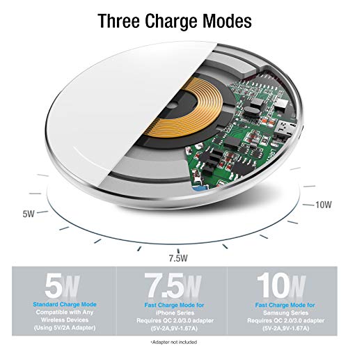 Image of TOZO W1 New Anti-Slip Aircraft-Grade Aluminum Wireless Charger 15W Max Fast Wireless Charging Pad Compatible with iPhone 17 /17 Pro /17 Pro Max /Air /16 /15 /SE Series, Samsung Galaxy S25 /S24, Matte Silver