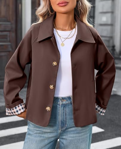 Ultimate Guide - Top 11 Affordable Cropped Trench Coat Designs for Women Over 50: Timeless Style Without Breaking the Bank 3 TITOMD Womens Cropped Trench Coat Spring Fashion 2026 Winter Jackets Lightweight Outfit Single Breasted Trendy Outwear Brown M