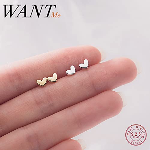 WZGWDC Damen-Ohrringe, modisch, minimalistisch, echtes Silber, Kleiner Liebes-Herz-Ohrstecker für Frauen, Studenten, Teenager, Schmuck