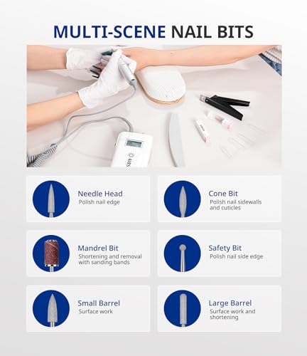 Image of Rechargeable 30000RPM Electric Nail Drill Professional Portable Manicure Pedicure E File Kit Machine to Easy Use Remove Acrylic Nails Natural Extension Gel Nails Polish Cuticle, Cordless High Speed