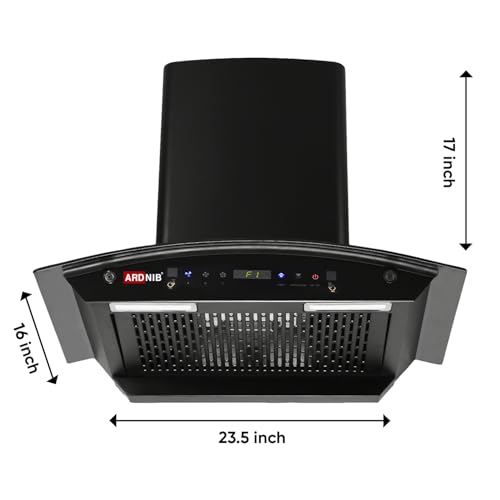 Image of 1200 m /hr Wall Mounted Auto Clean Kitchen Chimney (Ardnib Arcturus BK 60, Filterless Technology, Touch Control + Motion Sensor, 7 Years Motor Warranty)