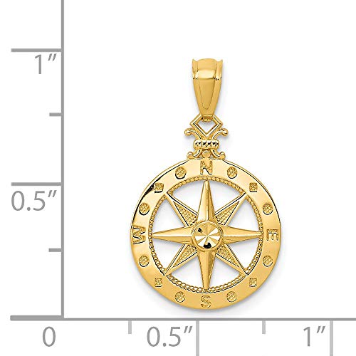 Solid 14k Yellow Gold Diamond-cut Compass Pendant Charm 22mm - Jewelry Gifts For Women Wife Mom Gifts For Men Husband Dad3