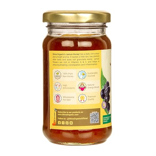 Image of Shiva Organic Jamun Honey 250 grams NMR Tested 100% Natural Healthy and Pure Honey No Added Sugar Flavour Unadulterated Sourced ethically from Jamun flowers