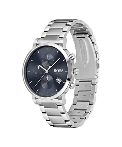 Image of Hugo Boss Stainless Steel Analog Blue Dial Men Watch-1513779, Silver Band