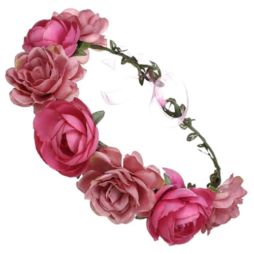 Couronne de fleurs artificielles anti-glisse bandeau rose saumon pour cheveux de mariée