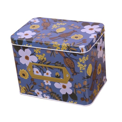 Gatuida Caja de Almacenaje de Grande con Tapa Organizador Multiusos para Escritorio y Hogar Resistente y Espaciosa para Medicinas y Objetos Diarios Color Azul Floral