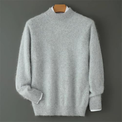 Men's Top 100 Percent Solid Mink Cashmere Knitted Sweater Thickened Half High Neck Pullover Casual Warm Clothing2