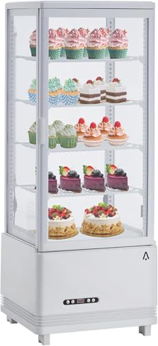 Image of 3.4 Cu.Ft Countertop Display Refrigerator with LED Lighting | Double Glass Door,Digital Control, Adjustable Shelves, Anti-Fog Ventilation & Auto Defrost for Bakery, Cafe, Restaurant