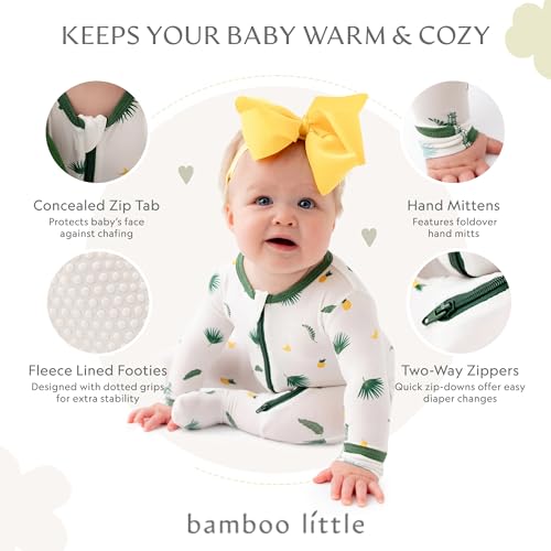 Image of Bamboo Little Soft Baby Footie Pajamas, Baby Clothes, Newborn Sleepers, 95% Viscose and 5% Spandex, 0-24 Months