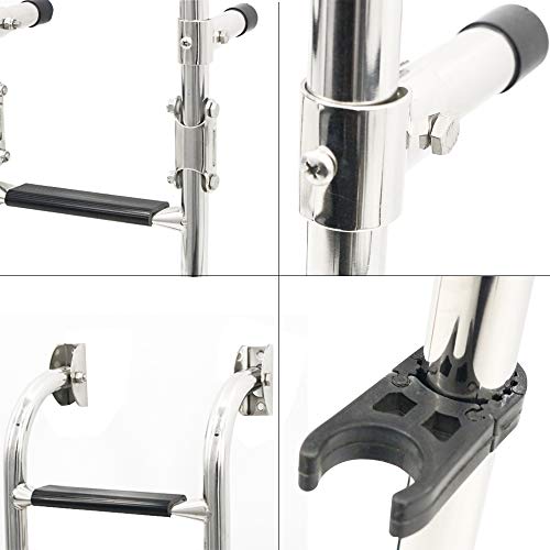 Folding 3 Steps Boat Ladder Stainless Steel Marine Pontoon 2+1 Step For Marine Boat Yacht #TOP5