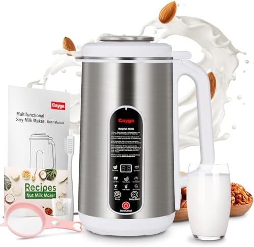 40oz Nut Milk Maker Machine Stainless Steel Soy Milk Maker Homemade Almond, Oat, Juice, Coconut, Plant-Based and Non-Dairy Beverages with Self Clean, Boil Water, Delay Start, Keep Warm