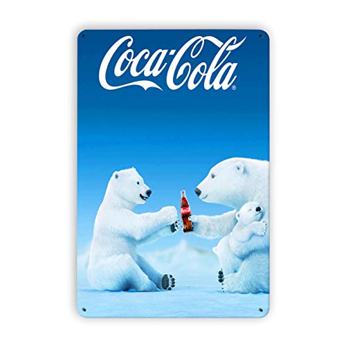 Plaque rétro en métal humoristique ours polaire boire Coca-Colas, plaque cadeau bar restaurant affiche murale panneau pour maison, grotte, garage, bar,...