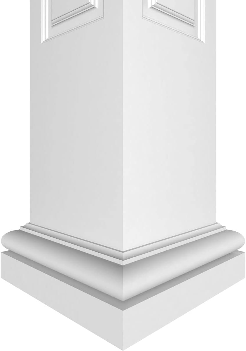 Ekena Millwork 8"W x 8'H Premium Square Non-Tapered Double Raised Panel PVC Endura-Craft Column Kit, Tuscan Capital & Base