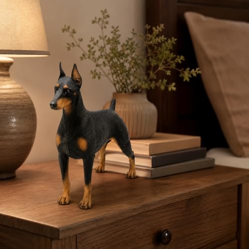 Figurita de perro Doberman de 7 pulgadas, resina realista miniatura 3