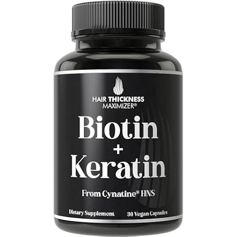 Biotin + Soluble Keratin - 10000mcg Biotin with Clinically Tested Cynatine Keratin - Biotin and Soluble Keratin Vitamins for Men and Women's Hair Growth - Vegan Keratin Supplement for Hair Growth Cover