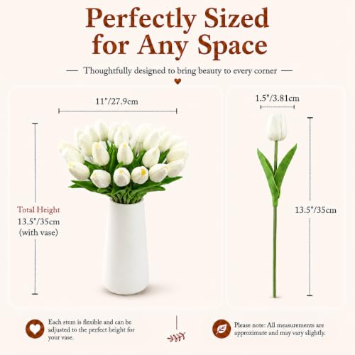 Image of Mandy's 28pcs Artificial White Tulips