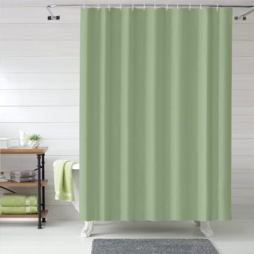 LUKDUNG 180x200 Badevorhang, Duschvorhang Anti-schimmel in Badezimmer, Vorhang für Badewanne Dusche aus Kunststoff Wasserdicht Waschbar, Waschbar PEVA Shower Curtain mit 12 Duschvorhangringe Grün