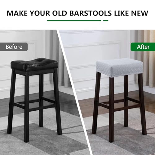 Image of YISUN Stool Covers Rectangle - 4 Pack Stretch Waterproof Saddle Seat Cover Counter Bar Stools Bar Chairs Covers Kitchen Island Chairs Cushion Protector