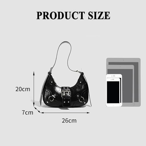 Image of Women's Y2K Purse Shoulder Bag Top Handle Handbag Small Punk Hobo Clutch Purses Bags Trendy Trendy Leather Buckle Punk Purses