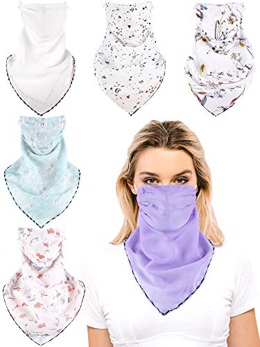 SATINIOR 6 Pièces Cagoule Couvre-Visage de Protection Solaire Guêtres de Cou Respirantes pour Femme (Floral, Blanc et Violet)