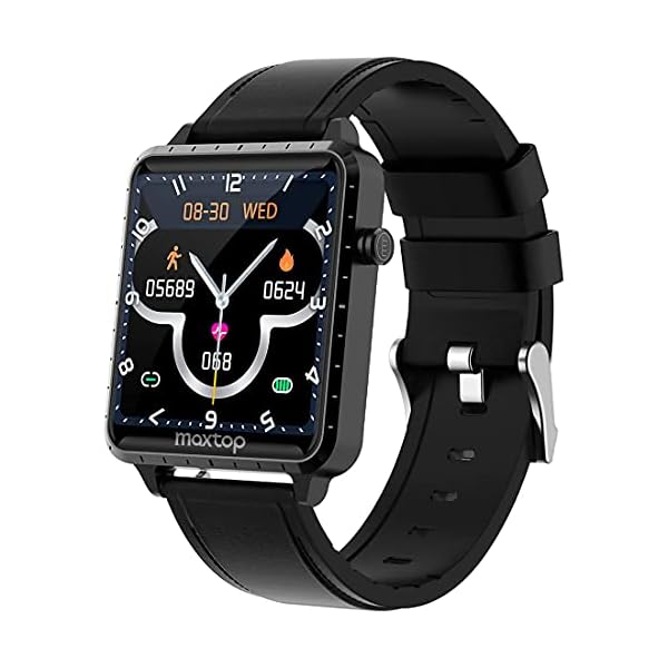 Smart-WatchMAXTOP-Smartwatch-Compatible-iOSAndroid-Phones-for-Fitness-Activity-Tracker-with-Heart-Rate-Monitor-Blood-Pressure-MonitorSleep-Monitor-Step-Counter-for-Men-WomenBlack MAXTOP Smart Watch, Smartwatch Compatible iOS/Android Phones for Fitness Activity Tracker with Heart Rate Monitor & Blood Pressure Monitor&Sleep Monitor, Step Counter for Men Women(Black)