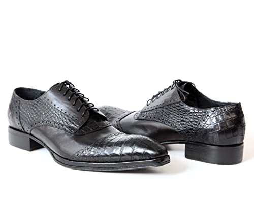 Jo Ghost 4000 Italian Lace up Black Leather Shoes with Croc Print3