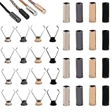 24 piezas de agujetas con extremos de cuerda, puntas de cordones de zapatos, cordones de metal, cabeza redonda de metal, hebillas de cordones, botones de ropa de algodón, fundas de clip de hebilla,
