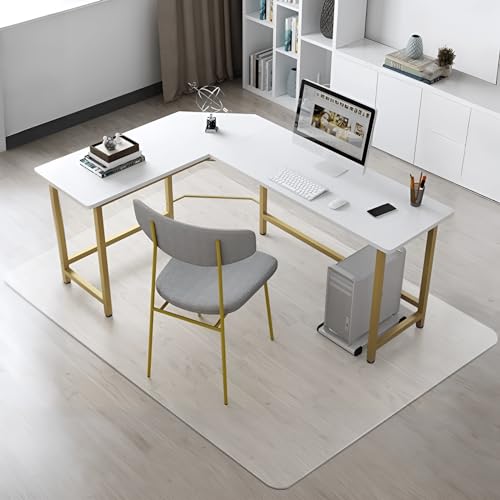 Image of Kuyal Clear Chair mat for Hardwood Floor 51 x 63 inches Transparent Floor Mats Wood /Tile Protection Mat for Office & Home (51 inch X 63 inch Rectangle)