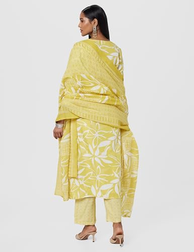 Image of Libas Printed Cotton Blend Straight Kurta With Trouser and Dupatta
