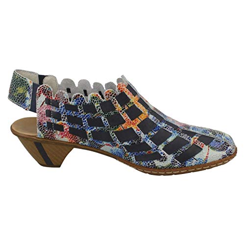 Image of Rieker 46778 Sina Women's Heels - Sling-Backs, Leather Upper, Hand-Woven Design, Anti-Stress Comfort, Flexible Sole, Secure Fit, and Timeless Everyday Style