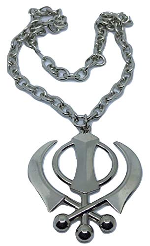 Colgante unisex de plata grande Khanda s�mbolo sikh s�mbolo emblema del sijismo