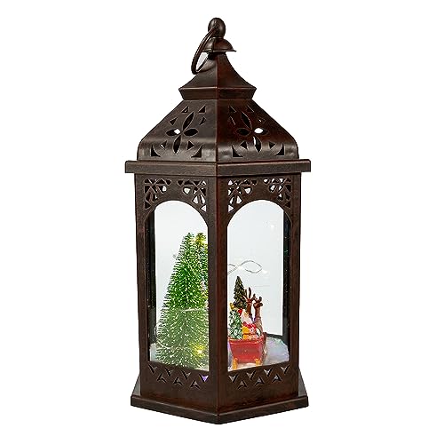 13-Inch Battery-Operated Lighted Lantern with Santa