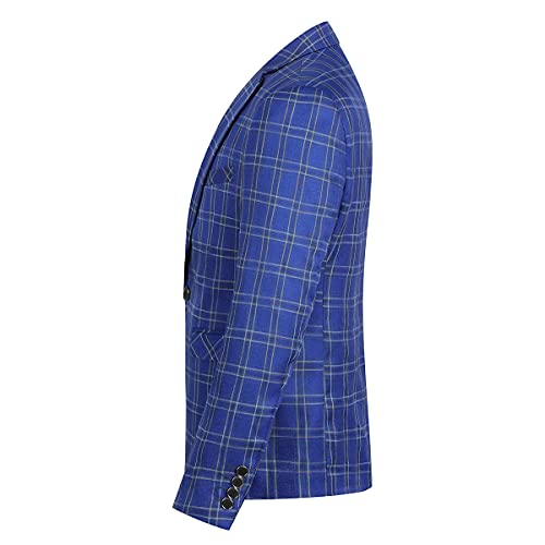 Mens Plaid Suit Blazer 1 Button Slim Fit Single Breasted Checkered Sport Coat Jacket #TOP2
