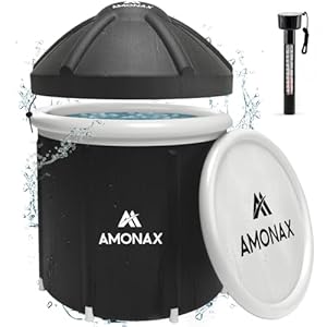 Amonax Ice Bath Outdoor Recover Tub, Herstelpod Met Drijvende Zwembadthermometer, Koudwatertherapiebad, Premium Ijsbad En Draagbaar Bad Voor Volwassenen – Ijsbad Zwart Bad Voor Koudwatertherapie