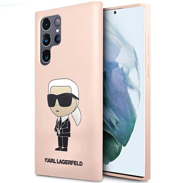 KARL LAGERFELD Coque KLHCS23LSNIKBCP Sam S23 S918 Ultra rose en silicone IcĂ´ne