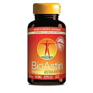 Nutrex Hawaii, BioAstin Hawaiian Astaxanthin – 4mg, Hawaiian Grown Premium Antioxidant – Supports Recovery from Exercise…