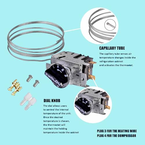 988284 Refrigerator Thermostat Temperature Control Kit Compatible with True Refrigerators 077B6856 Freezer Thermostat Fit for TSSU, TUC, TWT, TPP, GDM, GEM,TBB, TCM, TDD, TGU, TGW, TMC, TRCB