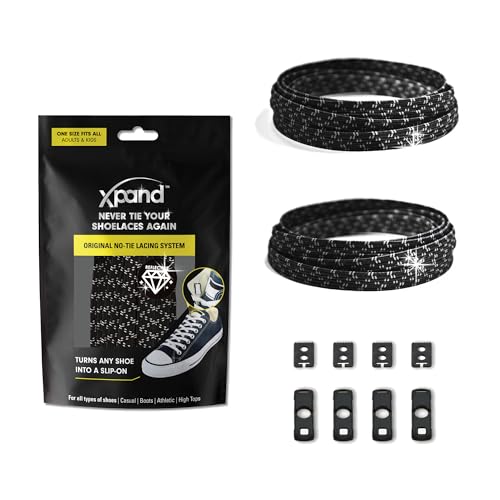 Xpand No Tie Elastic Shoelaces, 1 Size Fits All for Adults & Kids | Stretch Shoe Laces for Sneakers...