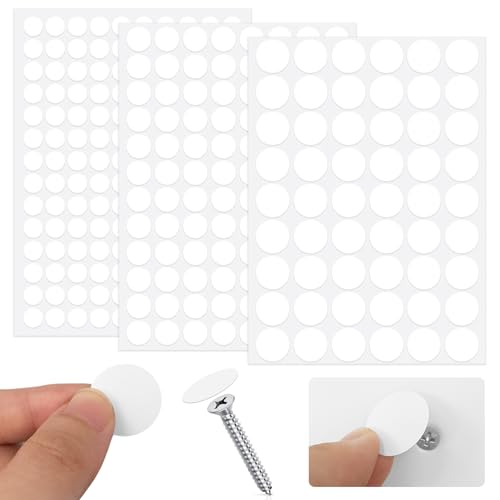 290 Piezas Tapa Tornillos Blanco,Pegatinas Tapa Tornillos,Tapa Agujeros Mueble,Tapa Tornillos,PVC Tapar Agujeros Mueble,para Muebles Tapa Agujeros,Armarios,Mesas,Ø 12mm,Ø 15mm,Ø 21mm