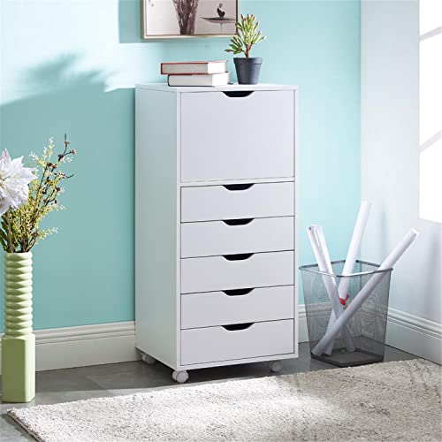White Drawer Storage White File Cabinets for Home Office White Organizer with Drawers Storage Display Boxes Case White Drawer for Office and Bedroom Dresser Desk - 6 Drawer, White