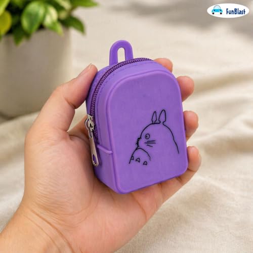 Image of FunBlast Cute Cat Shape Silicone Coin Purse for Kids & Adults - Mini Pouch for Coins, Earphones, Keys & Small Essentials, Aesthetic Pouches for Girls & Women - 10 X 7 X 4 Cm (Cat-Purple)