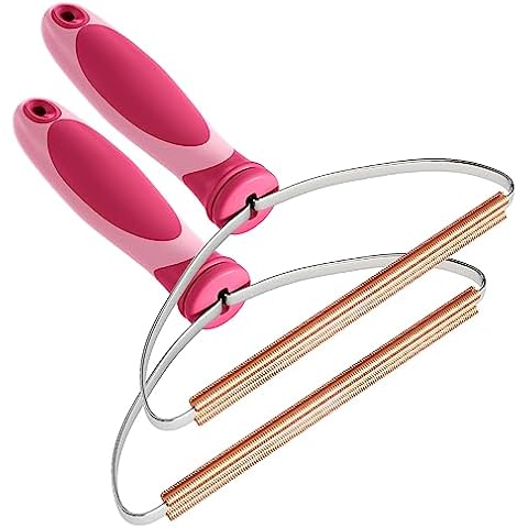Pet Hair Remover, Deep Cleaning Dog Cat Hair Remover, Lint Cleaner Pro, Fur Removal Tool, Portable Carpet Scraper Rake, Fuzz Hairball Shaver for Carpet, Car Mat, Couch, Pet Bed, Rug - Rose Red, 2 Pack Cover