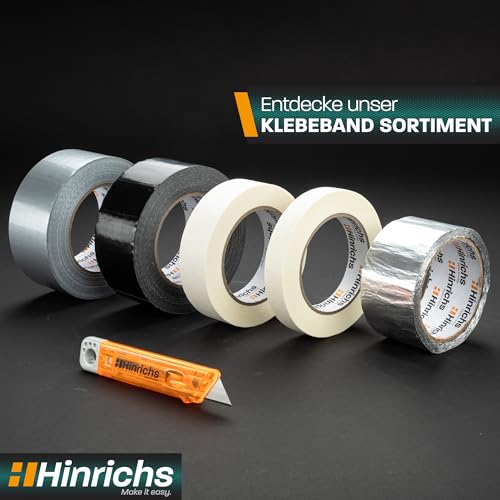 Foto von Hinrichs Panzertape silber/schwarz - 4 Rollen 50m x 50mm Gewebeband - extra starkes Klebeband - wasserdichtes Panzerband - breites Gewebeklebeband schwarz/grau - Duct Tape für Innen und Außen