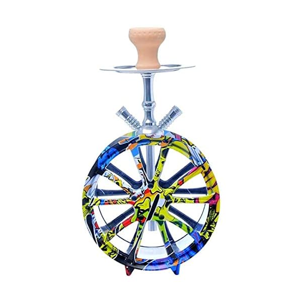 YUNZHIDUAN Shisha Set, 2 Schläuche Arabische hochwertige Shisha, Shisha mit Graffiti Wheel Außendesign, mit Diffusor… – Bild 6