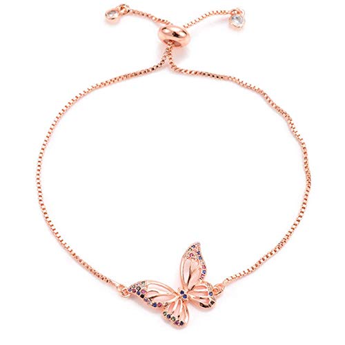Chaîne de cheville papillon rose en zirconium idée cadeau romantique pour femme