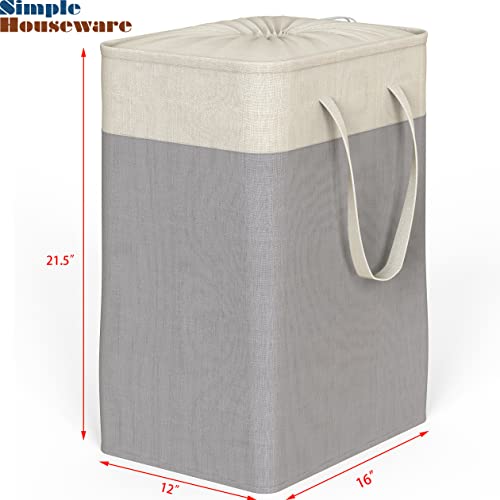 Simplehouseware Rectangle Terylene Cotton Collapsible Laundry Hamper Basket, Grey #TOP1