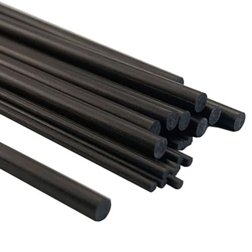 Carbon Fiber Round Rod, Dia 1MM 2MM 3MM 4MM 5MM 6MM 0.5M High Strength Light Weight DIY Composite Accessory For RC Airplane (Color : 20Pcs 2.0x500mm)
