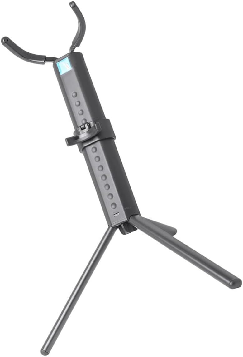 Healifty Portable Foldable Tenor Saxophone Stand with Blue Case, Desktop Saxophone Storage Rack Holder for Tenor Sax, Practical Wind Instrument Bracket for Musician Use