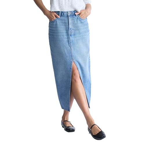 Buffalo David Bitton Women's Samantha High Rise Denim Maxi Skirt with Front Slit