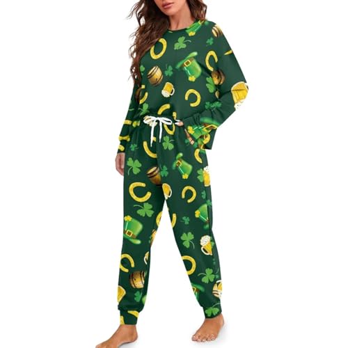 Image of Women's Pajamas Set Soft 2 Piece Loungewear Long Sleeve Pj Set Matching Sleepwear with Pockets for Women Plus Size